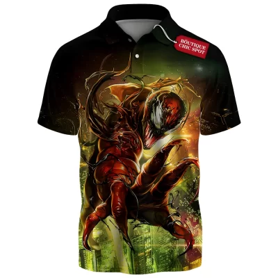 Carnage Rampage Polo Shirt, Marvel Red Symbiote Unleashed Polo Shirt, Marvel Comics Polo Shirt