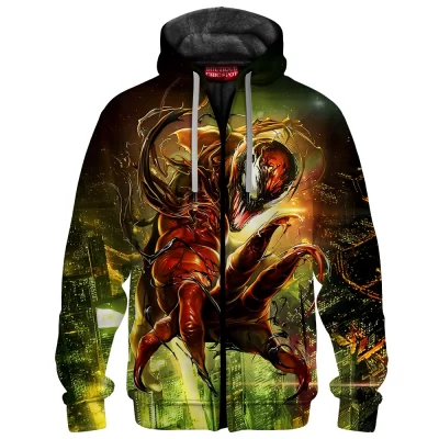 Carnage Rampage Zip Fleece Hoodie, Marvel Red Symbiote Unleashed Zip Fleece Hoodie, Marvel Comics Zip Fleece Hoodie