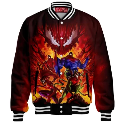 Carnage Family Baseball Jacket, Extreme Symbiotes Collection Baseball Jacket, Marvel Comics Baseball Jacket
