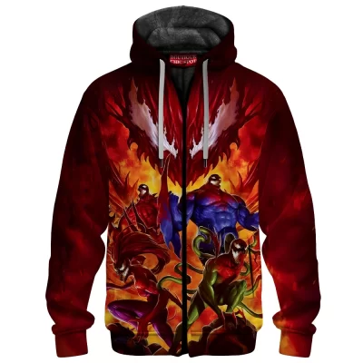 Carnage Family Zip Fleece Hoodie, Extreme Symbiotes Collection Zip Fleece Hoodie, Marvel Comics Zip Fleece Hoodie
