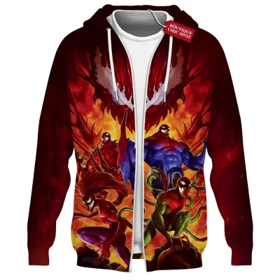 Carnage Family Zip Hoodie, Extreme Symbiotes Collection Zip Hoodie, Marvel Comics Zip Hoodie