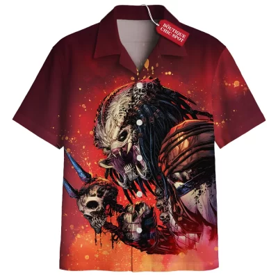 Predator Skull Hunt Hawaiian Shirt, Galactic Hunter Legacy Hawaiian Shirt, Sci Fi Hawaiian Shirt