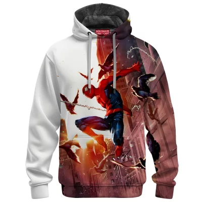 Spider-Man Skyline Swing Fleece Hoodie, Marvel Hero Edition Fleece Hoodie, Marvel Comics Fleece Hoodie
