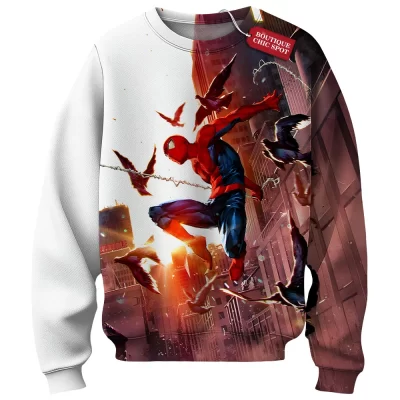 Spider-Man Skyline Swing Sweatshirt, Marvel Hero Edition Sweatshirt, Marvel Comics Sweatshirt
