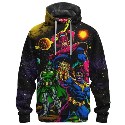 Thanos vs Doctor Doom vs Galactus Fleece Hoodie, Marvel Cosmic Villains Fleece Hoodie, Marvel Comics Fleece Hoodie