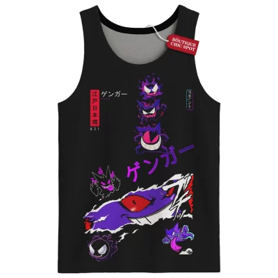 Gengar Pokemon Tank Top, Laughing in the Dark Tank Top, Anime Tank Top