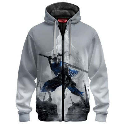 Artorias the Abysswalker Zip Fleece Hoodie, Warrior Who Faced the Abyss Alone Zip Fleece Hoodie, Game Zip Fleece Hoodie