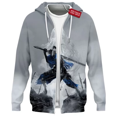 Artorias the Abysswalker Zip Hoodie, Warrior Who Faced the Abyss Alone Zip Hoodie, Game Zip Hoodie