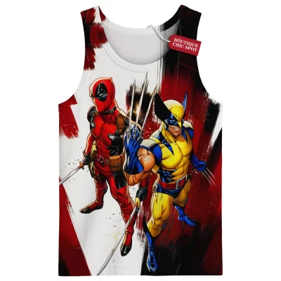 Deadpool vs Wolverine Tank Top, Superhero Showdown Tank Top, Marvel Comics Tank Top