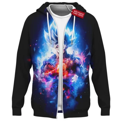 Son Goku-Dragon Ball Zip Hoodie, Legendary Saiyan Warrior Zip Hoodie, Anime Zip Hoodie