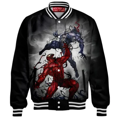 Carnage vs Venom Baseball Jacket, Symbiote War Baseball Jacket, Marvel Comics Baseball Jacket