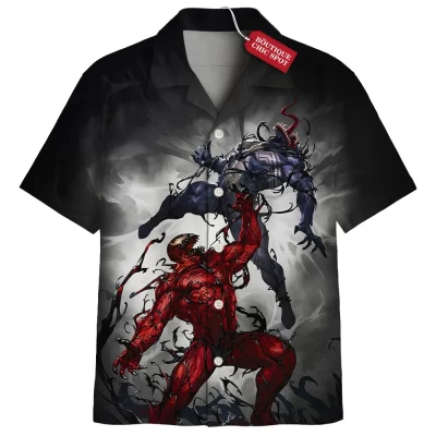 Carnage vs Venom Hawaiian Shirt, Symbiote War Hawaiian Shirt, Marvel Comics Hawaiian Shirt