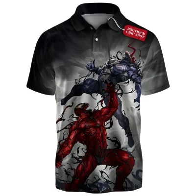 Carnage vs Venom Polo Shirt, Symbiote War Polo Shirt, Marvel Comics Polo Shirt