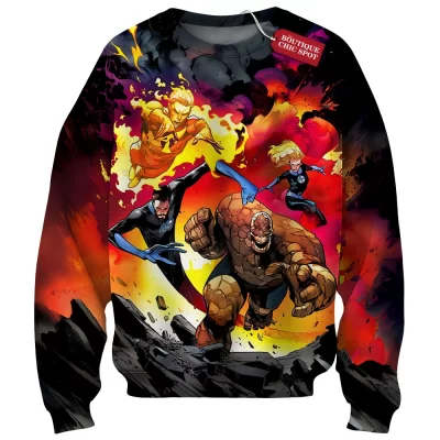 Fantastic Four Sweatshirt, Flame of Justice Sweatshirt, Marvel Comics Sweatshirt