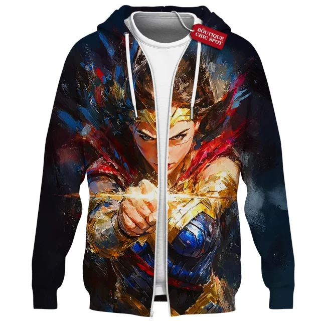 Wonder Woman Zip Hoodie, Rise of the Amazon Zip Hoodie, DC Comics Zip Hoodie