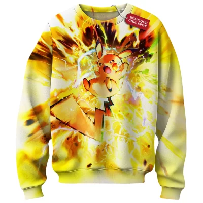 Pikachu Pokemon Sweatshirt, Thunderstorm Fury Sweatshirt, Anime Sweatshirt