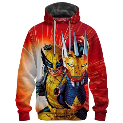 Wolverine Unleashed Fleece Hoodie, Iron Mask Shattered Fleece Hoodie, Marvel Comics Fleece Hoodie
