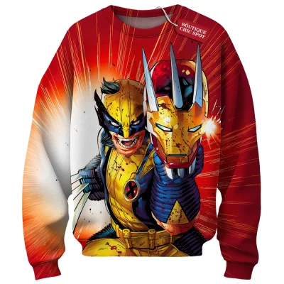 Wolverine Unleashed Sweatshirt, Iron Mask Shattered Sweatshirt, Marvel Comics Sweatshirt