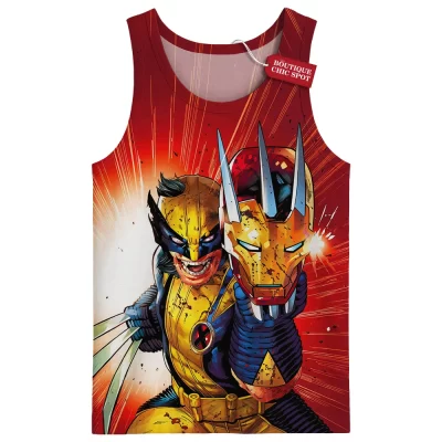 Wolverine Unleashed Tank Top, Iron Mask Shattered Tank Top, Marvel Comics Tank Top