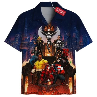 Marvel Defenders Hawaiian Shirt, Rise of the Street Heroes Hawaiian Shirt, Marvel Comics Hawaiian Shirt