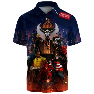 Marvel Defenders Polo Shirt, Rise of the Street Heroes Polo Shirt, Marvel Comics Polo Shirt