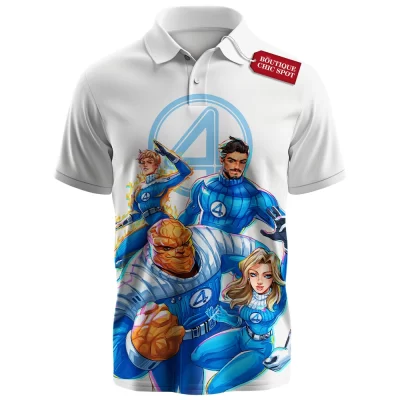 Fantastic Four Polo Shirt, The Cosmic Adventure Polo Shirt, Marvel Comics Polo Shirt