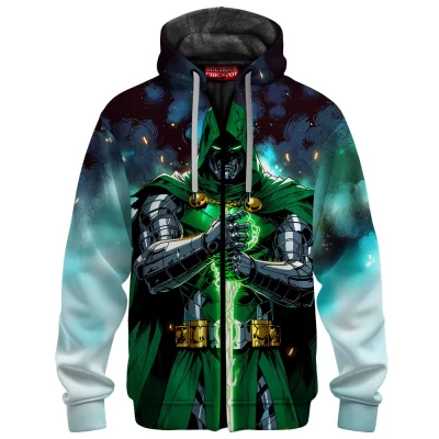 Doctor Doom Zip Fleece Hoodie, Reign of Darkness Zip Fleece Hoodie, Marvel Comics Zip Fleece Hoodie