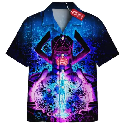 Galactus vs Silver Surfer Hawaiian Shirt, Devourer of Worlds Hawaiian Shirt, Marvel Comics Hawaiian Shirt