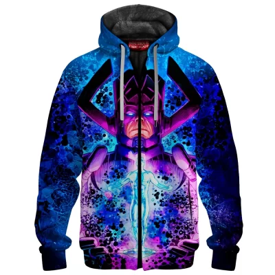 Galactus vs Silver Surfer Zip Fleece Hoodie, Devourer of Worlds Zip Fleece Hoodie, Marvel Comics Zip Fleece Hoodie