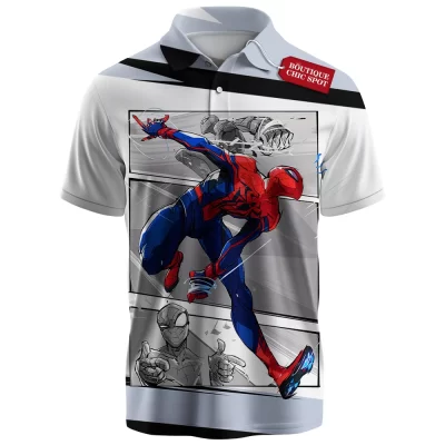 Spider-Man Polo Shirt, Into the Panels Polo Shirt, Marvel Comics Polo Shirt