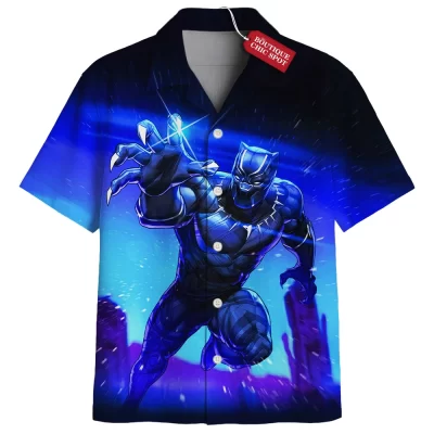Black Panther Hawaiian Shirt, Vibranium Power Hawaiian Shirt, Marvel Comics Hawaiian Shirt
