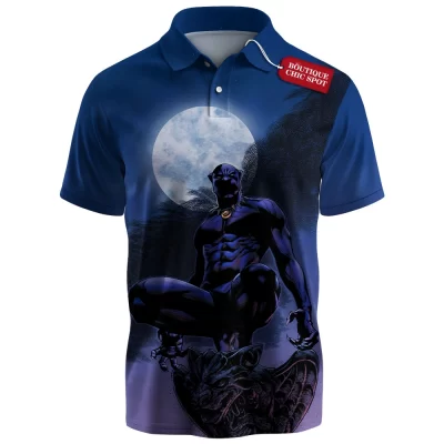 Black Panther Polo Shirt, Guardian of Vibranium Polo Shirt, Marvel Comics Polo Shirt