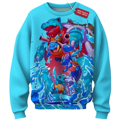 Pokemon Blastoise Legacy Sweatshirt, Surge of the Sea Sweatshirt, Anime Sweatshirt
