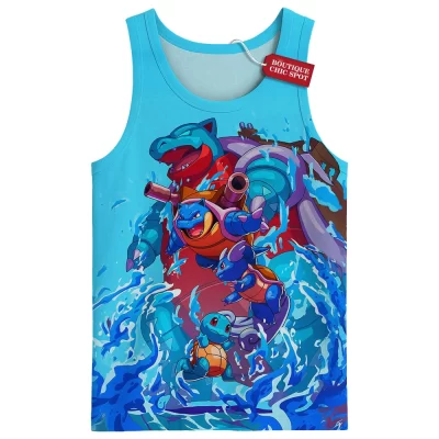 Pokemon Blastoise Legacy Tank Top, Surge of the Sea Tank Top, Anime Tank Top