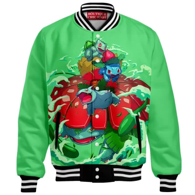 Pokemon Bulbasaur Legacy Baseball Jacket, Bloom of the Forest Baseball Jacket, Anime Baseball Jacket