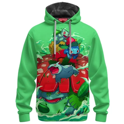 Pokemon Bulbasaur Legacy Fleece Hoodie, Bloom of the Forest Fleece Hoodie, Anime Fleece Hoodie