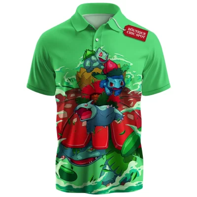 Pokemon Bulbasaur Legacy Polo Shirt, Bloom of the Forest Polo Shirt, Anime Polo Shirt
