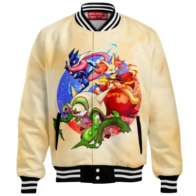 Pokemon Kalos Legends Baseball Jacket, The Triad Awakens Baseball Jacket, Anime Baseball Jacket