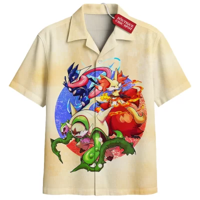 Pokemon Kalos Legends Hawaiian Shirt, The Triad Awakens Hawaiian Shirt, Anime Hawaiian Shirt
