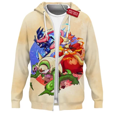 Pokemon Kalos Legends Zip Hoodie, The Triad Awakens Zip Hoodie, Anime Zip Hoodie