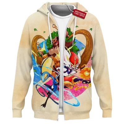 Pokemon Galar Legends Zip Hoodie, The Trio Unleashed Zip Hoodie, Anime Zip Hoodie
