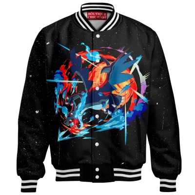 Pokemon Mega Charizard Baseball Jacket, Sky Tyrant Baseball Jacket, Anime Baseball Jacket