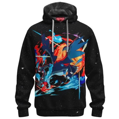 Pokemon Mega Charizard Fleece Hoodie, Sky Tyrant Fleece Hoodie, Anime Fleece Hoodie