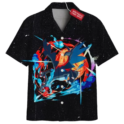 Pokemon Mega Charizard Hawaiian Shirt, Sky Tyrant Hawaiian Shirt, Anime Hawaiian Shirt