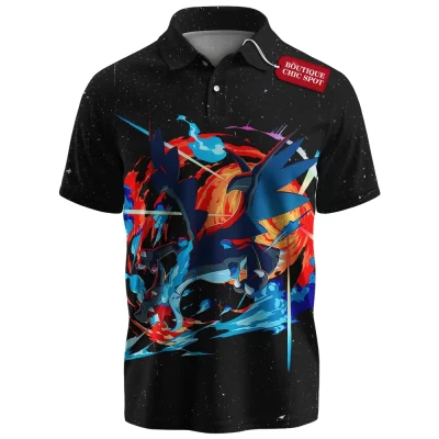 Pokemon Mega Charizard Polo Shirt, Sky Tyrant Polo Shirt, Anime Polo Shirt