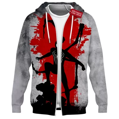 Spider-Man Black Suit Zip Hoodie, Predator of the Night Zip Hoodie, Marvel Comics Zip Hoodie