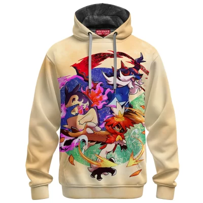 Pokemon Fire Starters Fleece Hoodie, Blaze of Legends Fleece Hoodie, Anime Fleece Hoodie