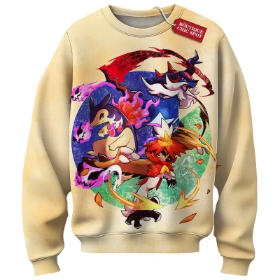 Pokemon Fire Starters Sweatshirt, Blaze of Legends Sweatshirt, Anime Sweatshirt