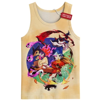 Pokemon Fire Starters Tank Top, Blaze of Legends Tank Top, Anime Tank Top