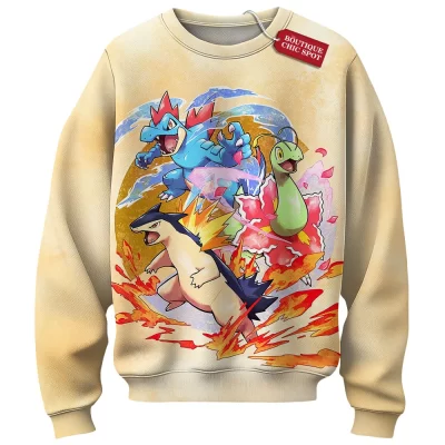 Pokemon Johto Starters Sweatshirt, Rise of the Starters Sweatshirt, Anime Sweatshirt